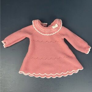 Shabby Chic long sleeve crocheted scalloped baby dress